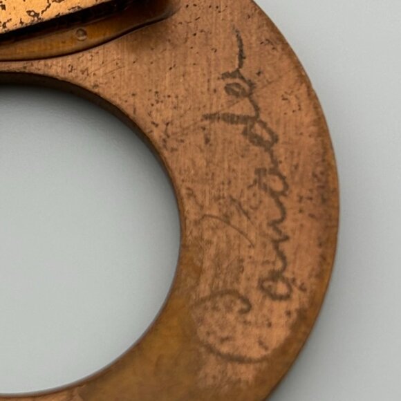 Vintage Mid Century HEB Canada Copper Blue Speckled Circle Pin Brooch - Picture 4 of 4